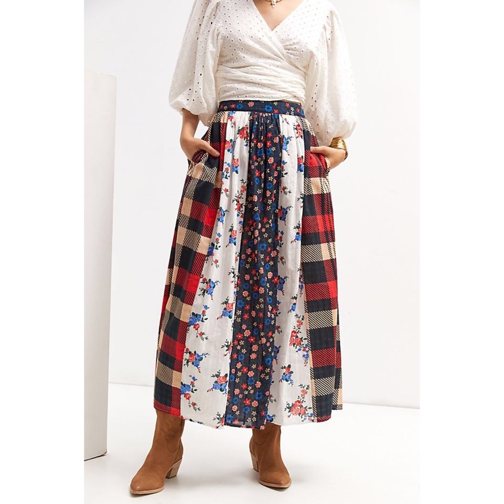 NWT ANTHROPOLOGIE LET ME BE CONTRAST MAXI SKIRT - Picture 5 of 7